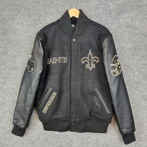 Unisex - New Orleans Saints Premium Wool & Leather Varsity Jacket - Size Small